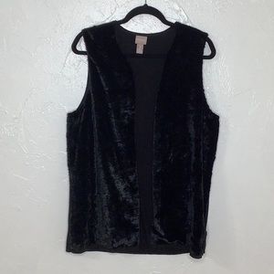 Chico’s 2 faux fur sweater back black vest size Large EUC